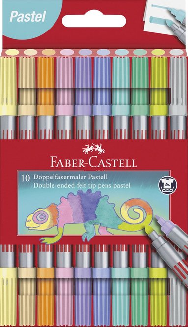 Fiberspetspenna Faber-Castell dubbelspets Kameleont pastel 10 färger, Övrigt