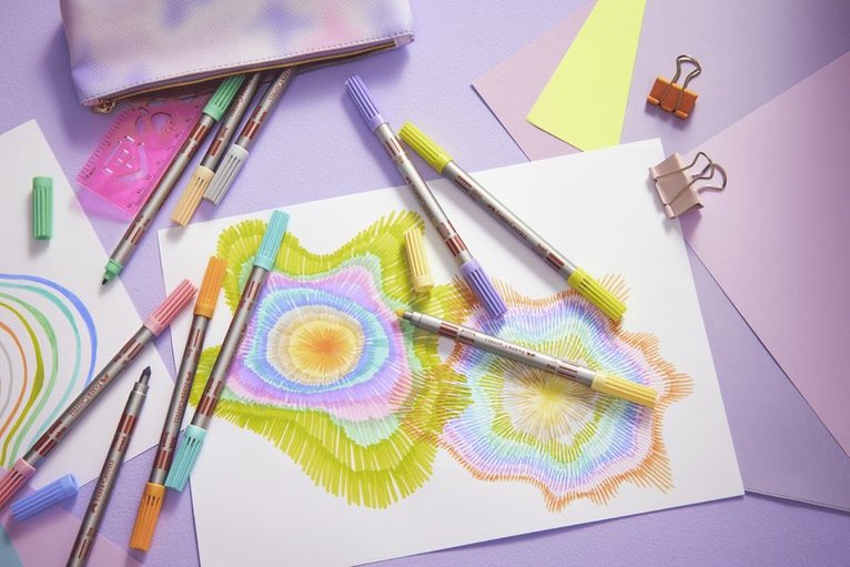Fiberspetspenna Faber-Castell dubbelspets Kameleont pastel 10 färger, Övrigt