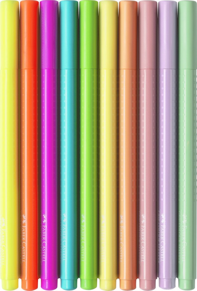 Fiberspetspenna Faber-Castell Grip 10 färger neon/pastell, Övrigt