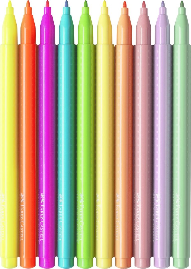 Fiberspetspenna Faber-Castell Grip 10 färger neon/pastell, Övrigt