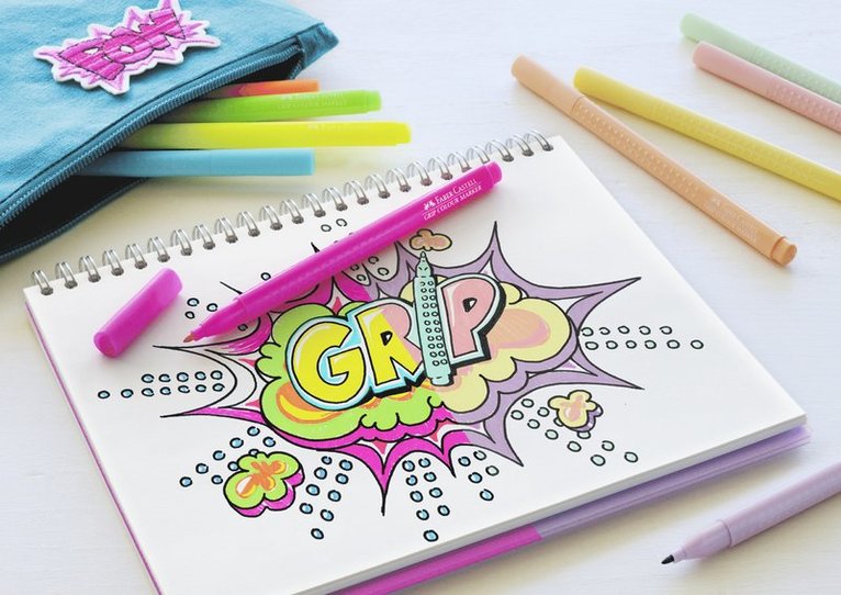 Fiberspetspenna Faber-Castell Grip 10 färger neon/pastell, Övrigt