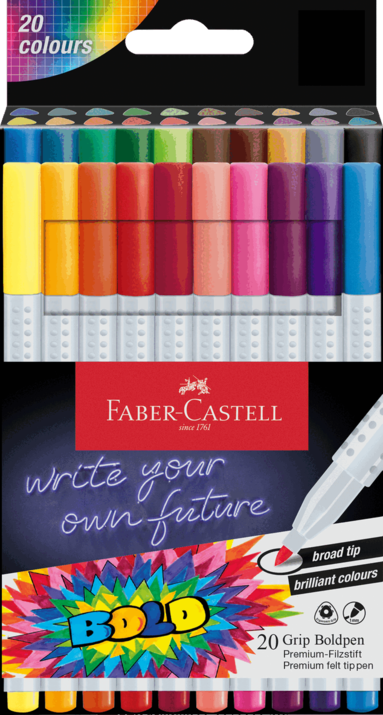 Fiberspetspenna Faber-Castell Grip Boldpen 20 färger