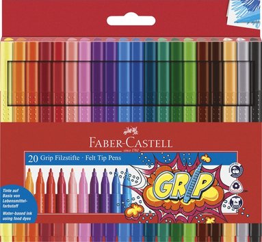 Fiberspetspenna Faber-Castell Grip Color 20 färger, Övrigt