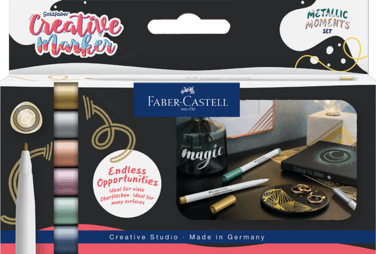 Tuschpenna Faber-Castell Goldfaber Creative Marker 1,5 - Metallic Moments 6 färger, Övrigt