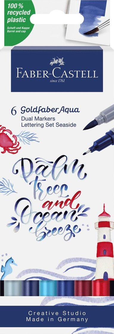 Tuschpenna Faber-Castell Goldfaber Aqua Dual Marker Lettering Set 6-pack Seaside