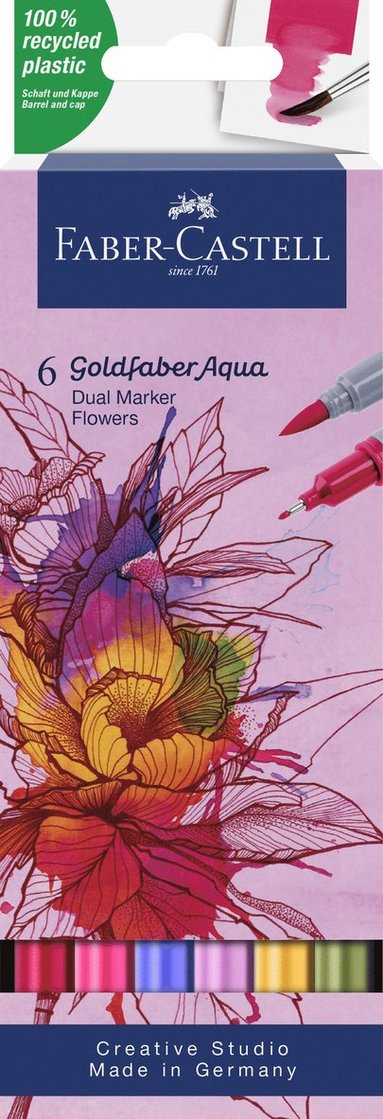 Tuschpenna Faber-Castell Goldfaber Aqua Dual Marker 6-pack Flowers
