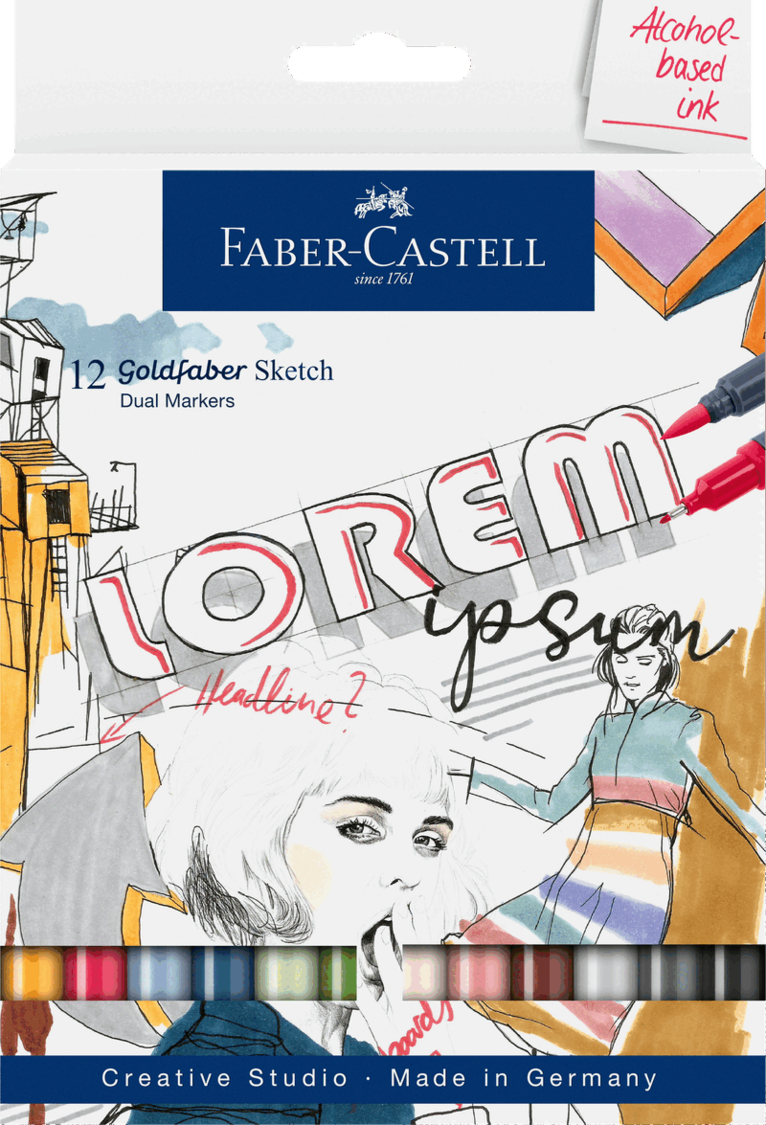 Tuschpenna Faber-Castell Goldfaber Sketch Marker 12 färger, Övrigt