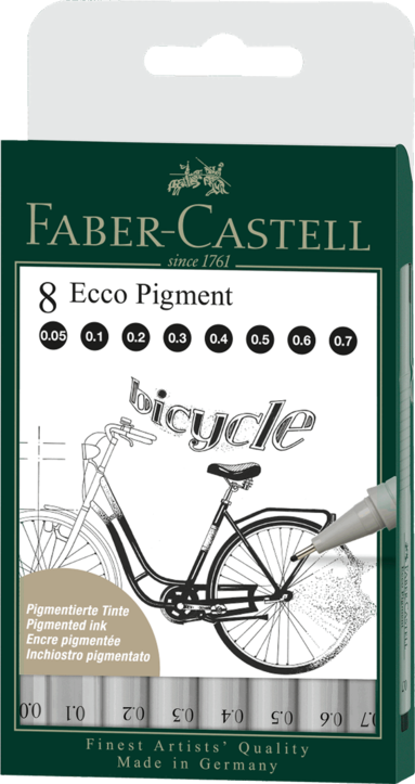 Fiberspetspenna Faber-Castell Ecco Pigment 8-pack