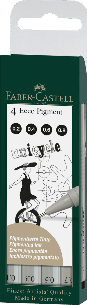 Fiberspetspenna Faber-Castell Ecco Pigment 4-pack