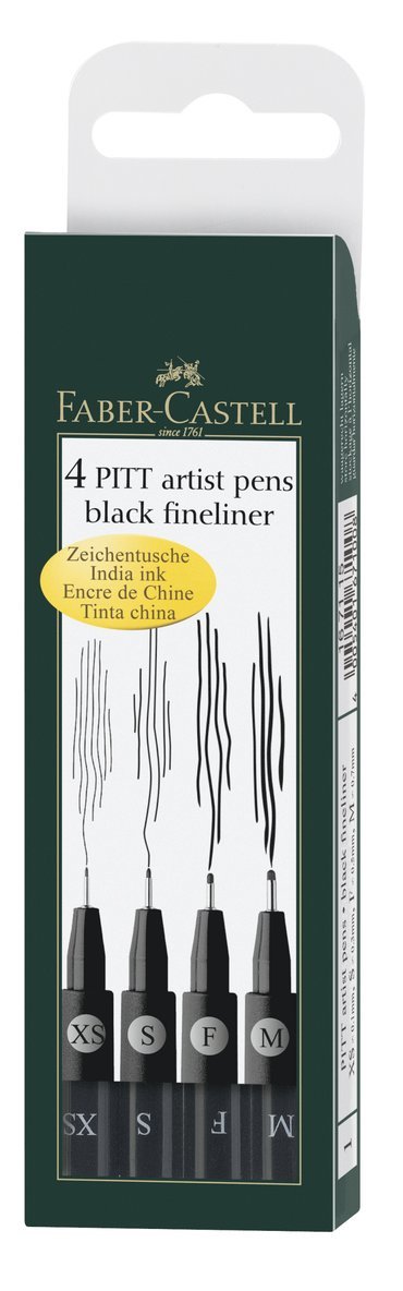 Tuschpenna Faber-Castell PITT Artist Pen Fineliner 4-pack svart, Övrigt