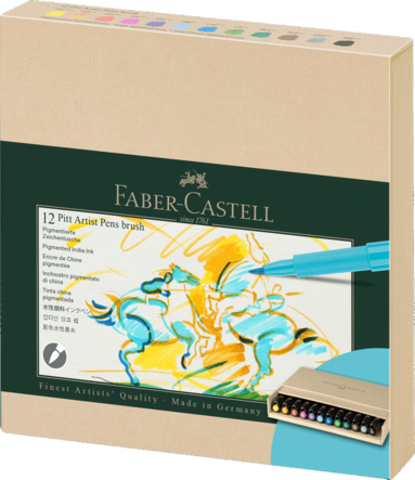 Tuschpenna Faber-Castell PITT Artist Pen B - Studio Box 12 färger
