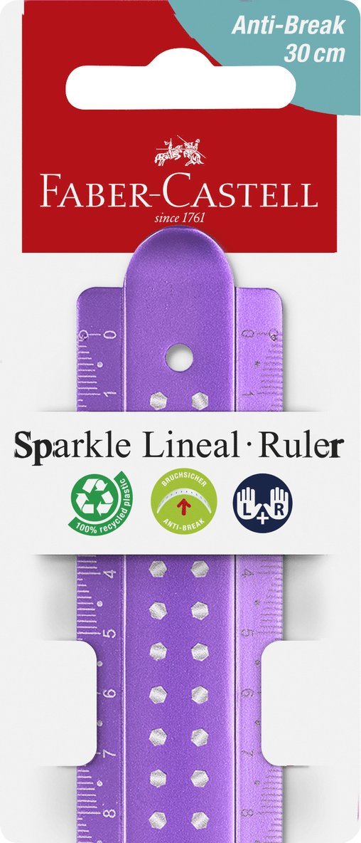 Linjal 30cm Faber-Castell Anti-break lila, rosa, turkos, Övrigt