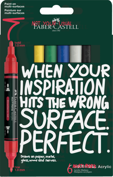Tuschpenna Faber-Castell Multimark Acrylic - Base Colours 6 färger