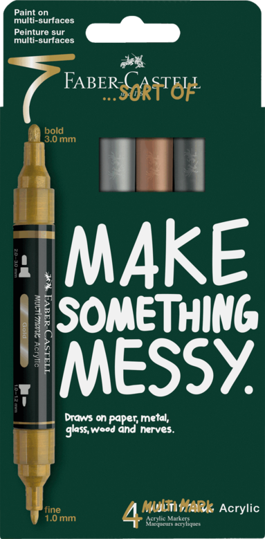 Tuschpenna Faber-Castell Multimark Acrylic - Metallic Colours 4 f&auml;rger