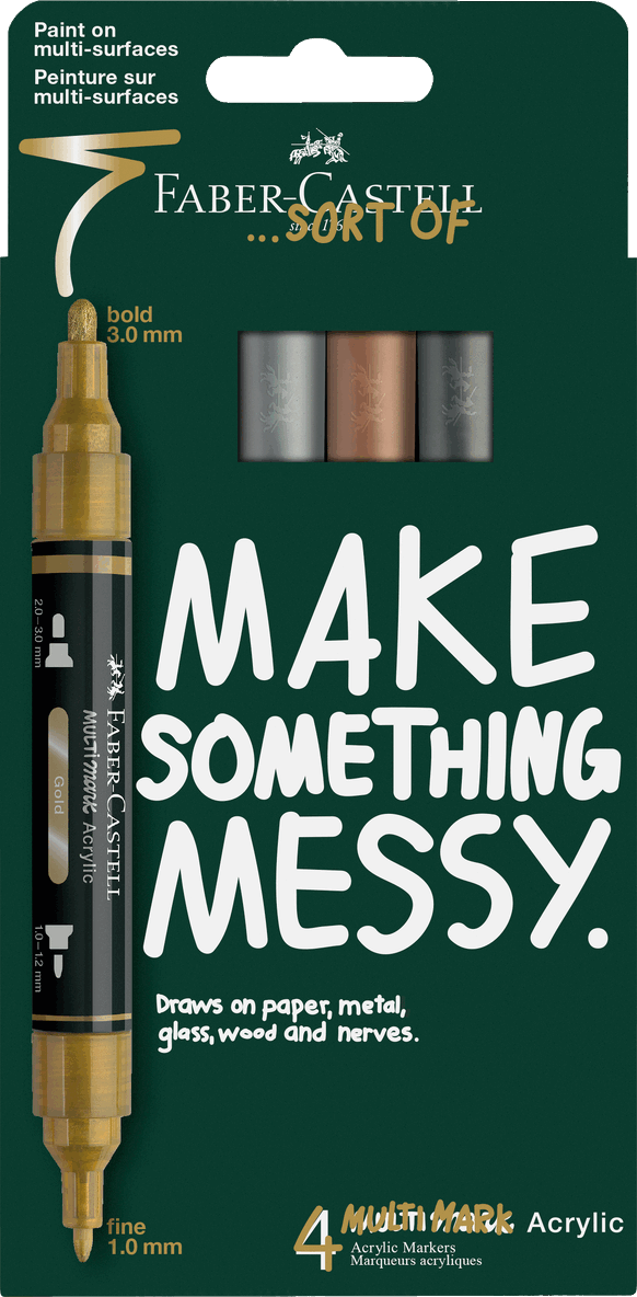 Tuschpenna Faber-Castell Multimark Acrylic - Metallic Colours 4 färger, Övrigt