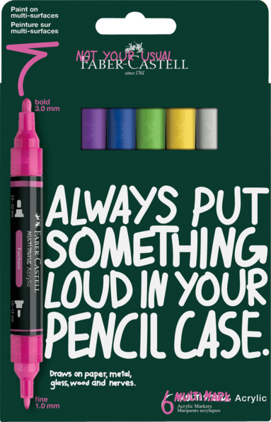 Tuschpenna Faber-Castell Multimark Acrylic - Vibrant Colours 6 f&auml;rger