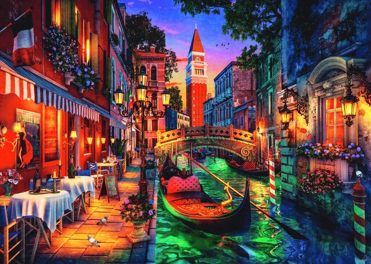 Pussel 1000 bitar Canal Cruise In Venice, Övrigt