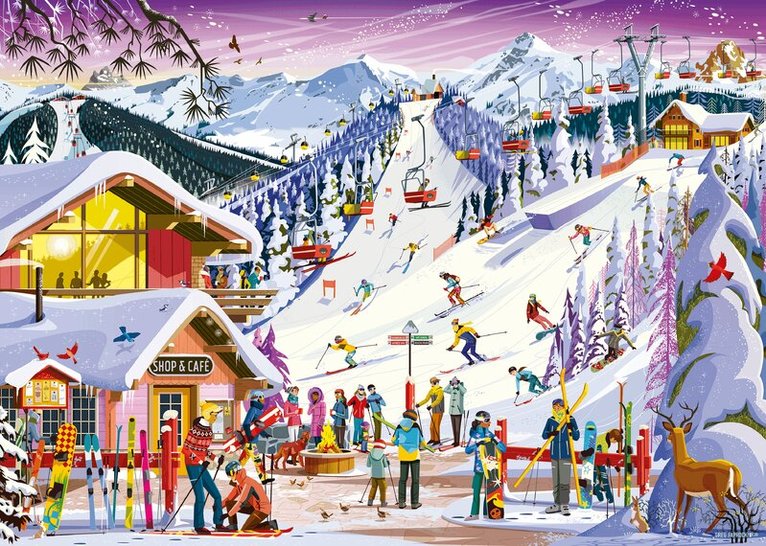 Erwachsenenpuzzle 1000 Teile - Auf der Skipiste, Övrigt