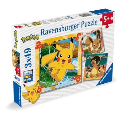 Pussel 3x49 bitar Pikachu, Charizard and Eevee!, Övrigt