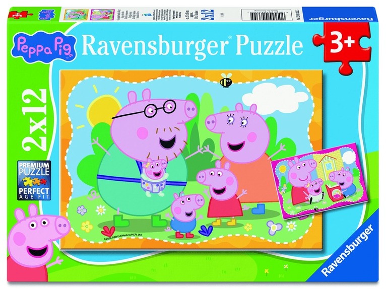 Pussel 2x12 bitar Peppa Pig - Happy Families, Övrigt