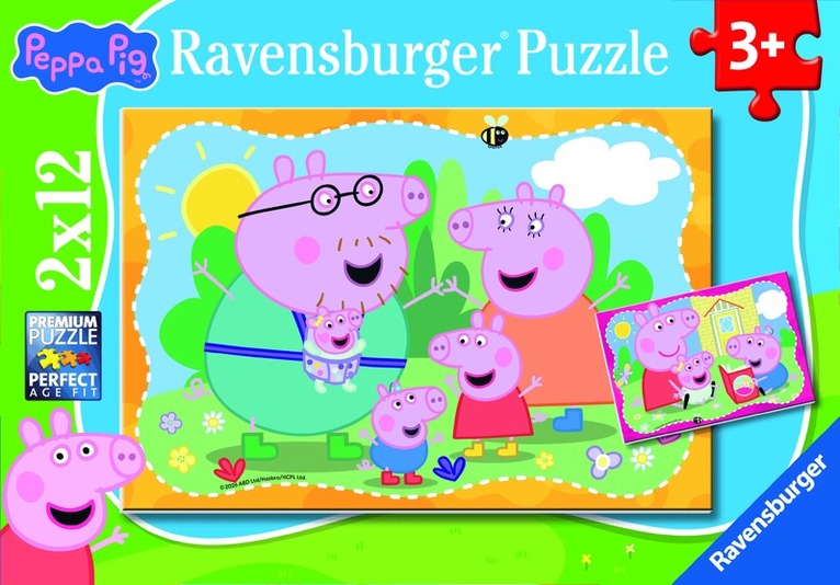 Pussel 2x12 bitar Peppa Pig - Happy Families, Övrigt