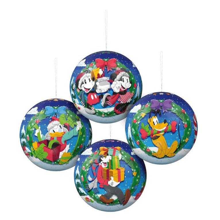Pussel 4x54 bitar 3D julkulor - Disney, Övrigt