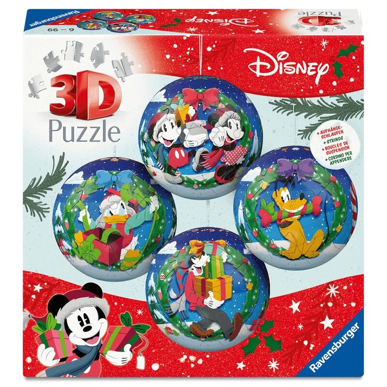Pussel 4x54 bitar 3D julkulor - Disney, Övrigt