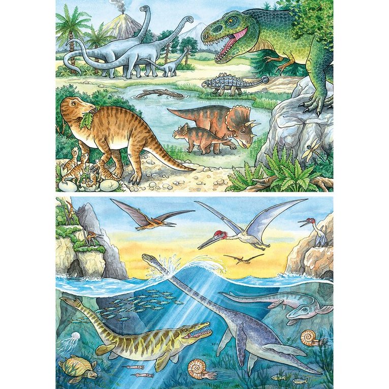 Pussel 2x24 bitar Dinosaurs Of Land And Sea, Övrigt