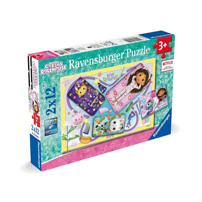 Pussel 2x12 bitar Gabby's Dollhouse Magical Sleepover, Övrigt
