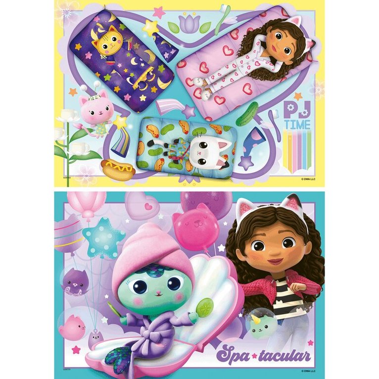 Pussel 2x12 bitar Gabby's Dollhouse Magical Sleepover, Övrigt