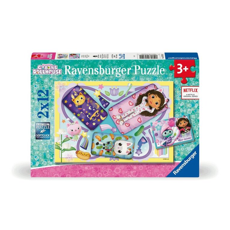 Pussel 2x12 bitar Gabby's Dollhouse Magical Sleepover, Övrigt
