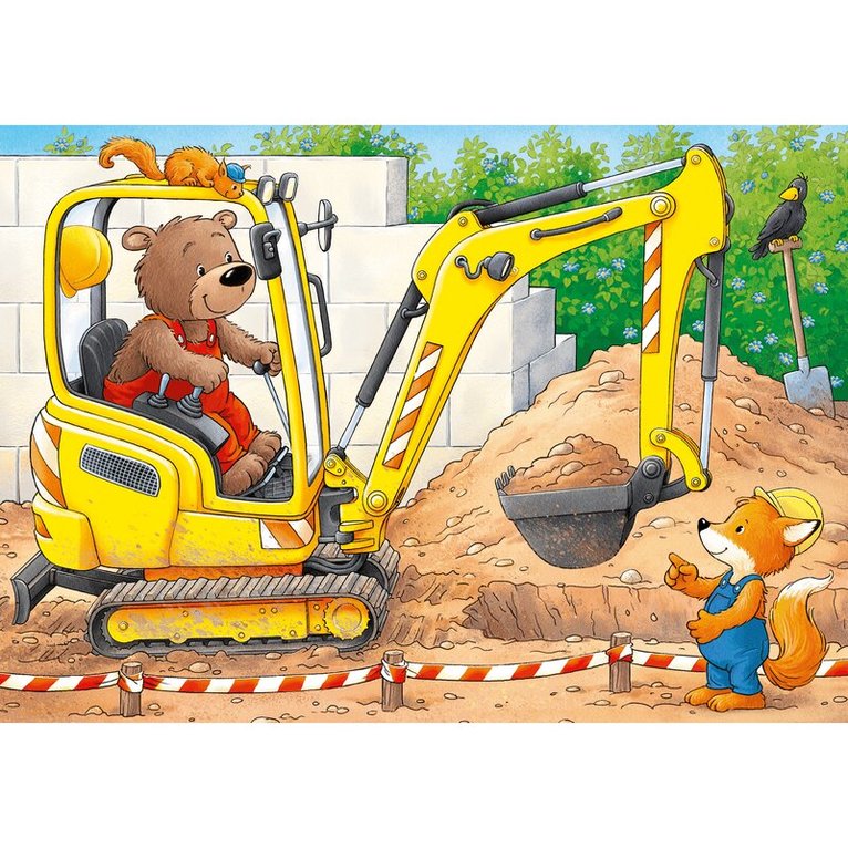 Pussel 2/4/6/8 bitar Construction Site Animals, Övrigt