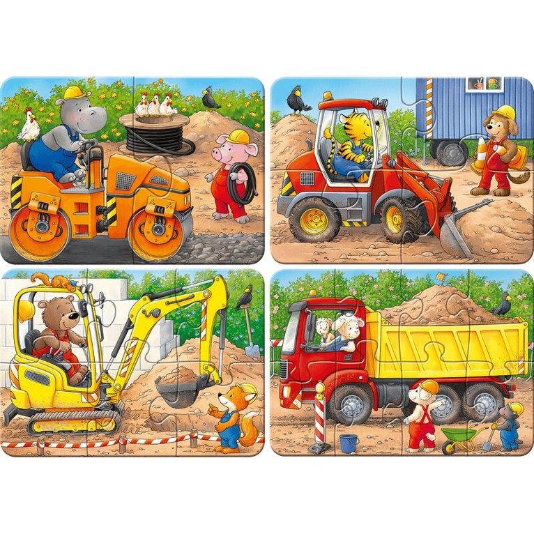 Pussel 2/4/6/8 bitar Construction Site Animals, Övrigt