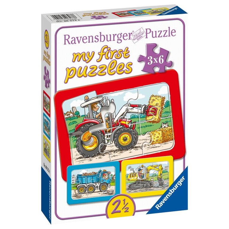 Pussel 3x6 bitar Excavator Tractor & Dump Truck, Övrigt