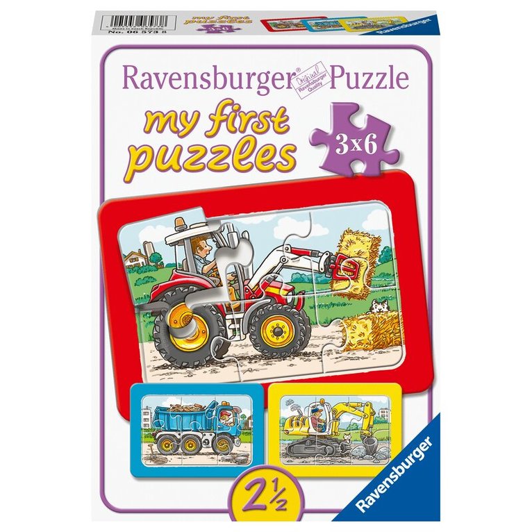 Pussel 3x6 bitar Excavator Tractor & Dump Truck, Övrigt