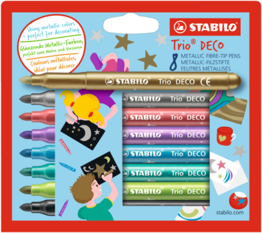 Fiberspetspenna Stabilo Trio DECO Metallic 8 färger, Övrigt