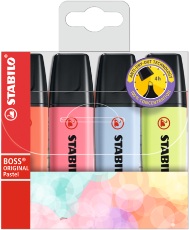 Överstrykningspenna Pastell 4-Pack STABILO BOSS