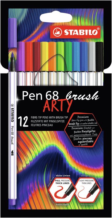 Fiberspetspenna Stabilo Pen68 Brush Arty 12 f&auml;rger