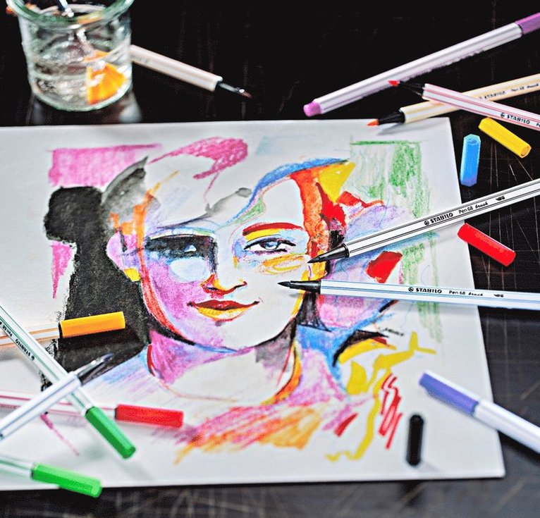 Fiberspetspenna Stabilo Pen68 Brush Arty 12 färger, Övrigt