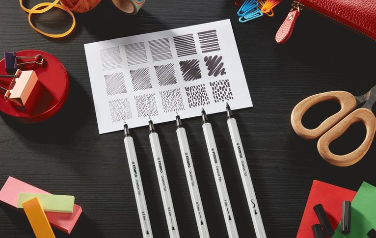 Fiberspetspenna Stabilo Creative Tips Arty 5-pack svart, Övrigt