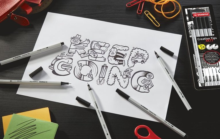 Fiberspetspenna Stabilo Creative Tips Arty 5-pack svart, Övrigt