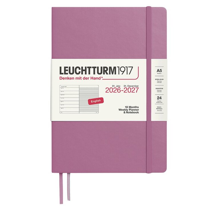 Kalender 2026-2027 Leuchtturm A5 VpU note 18mån Dusty Rose, Övrigt