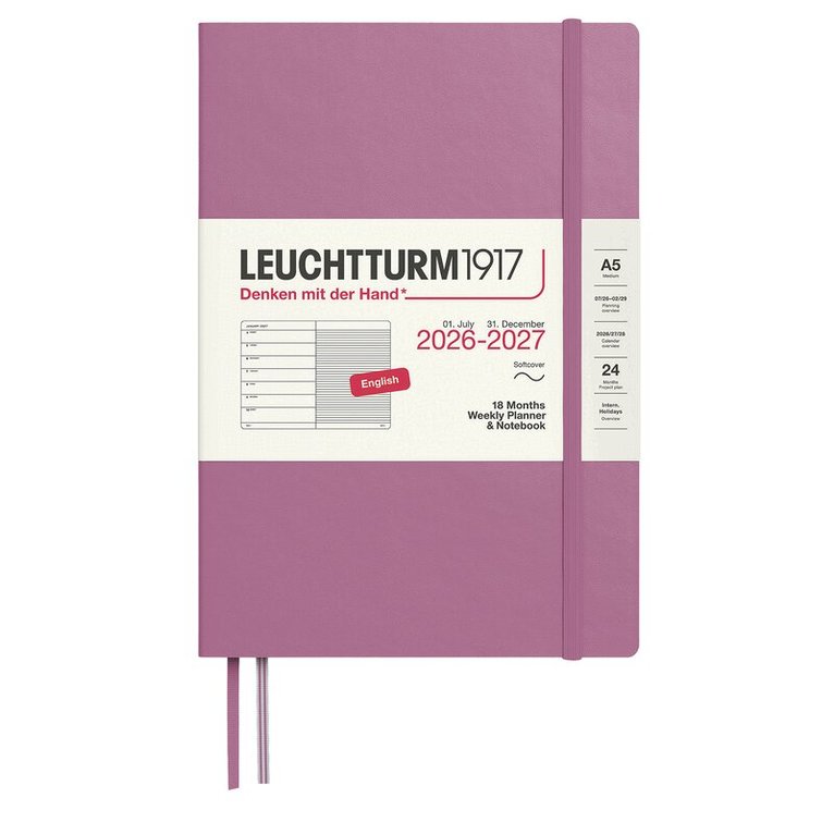 Kalender 2026-2027 Leuchtturm A5 VpU note 18mån mjuk Dusty Rose, Övrigt