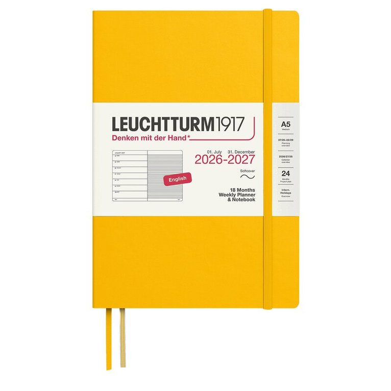 Kalender 2026-2027 Leuchtturm A5 VpU note 18mån mjuk Sunflower, Övrigt