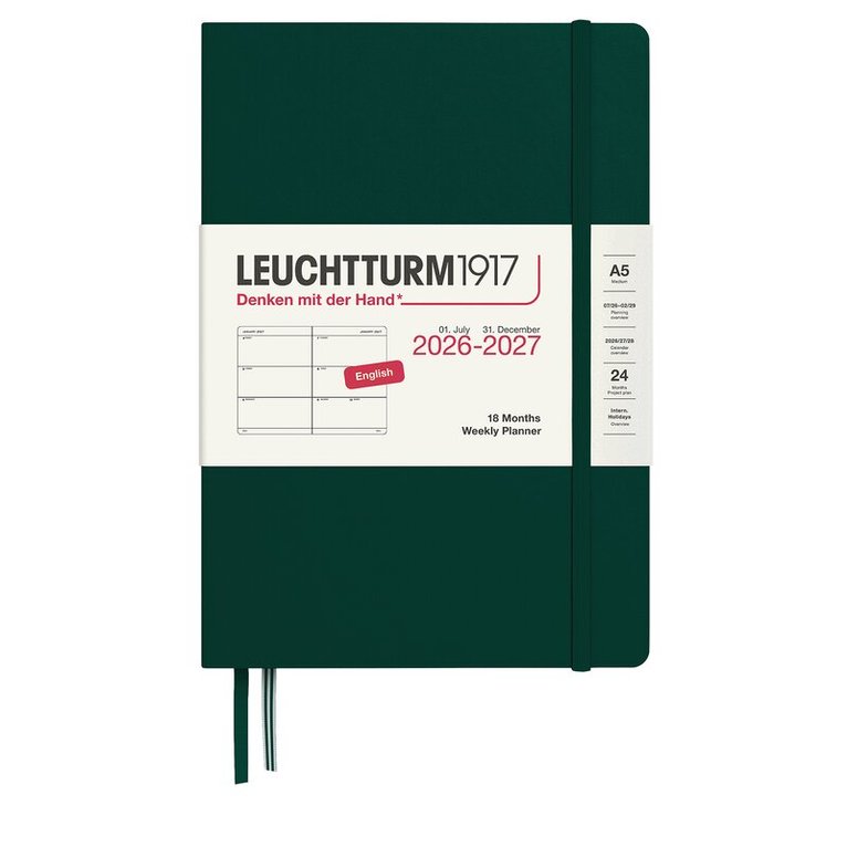 Kalender 2026-2027 Leuchtturm A5 VpU 18mån Forest Green, Övrigt