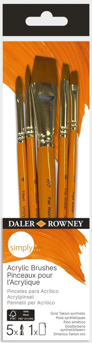 Pensel Simply Acrylic Nr.1 5-pack kort staft, Övrigt