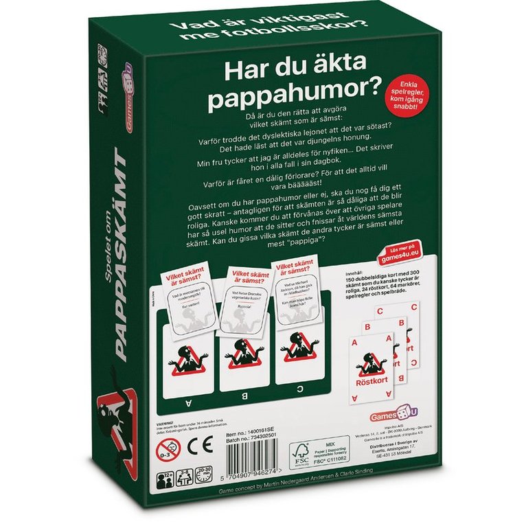 Pappaskämt - Spelet om PAPPASKÄMT och annat som inte är särskilt roligt, Övrigt