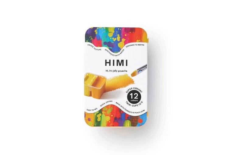 Gouache HIMI Twin Cup Set - 12 Super Vibrant Colours (Yellow Case), Övrigt