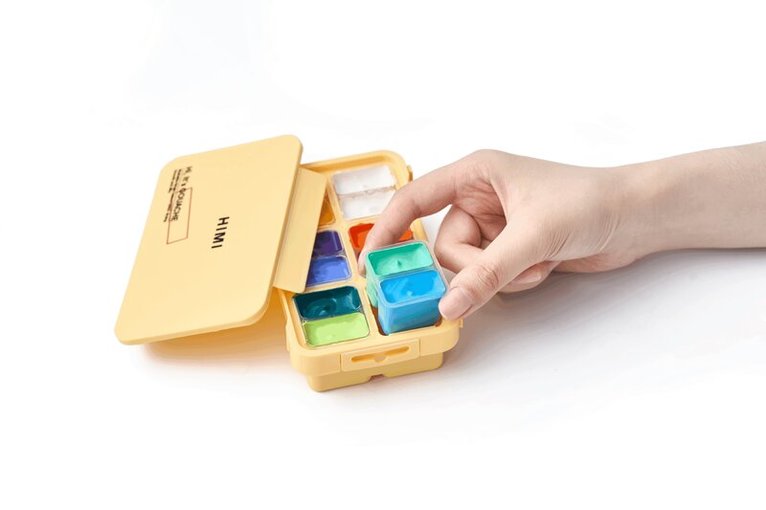 Gouache HIMI Twin Cup Set - 12 Super Vibrant Colours (Yellow Case), Övrigt