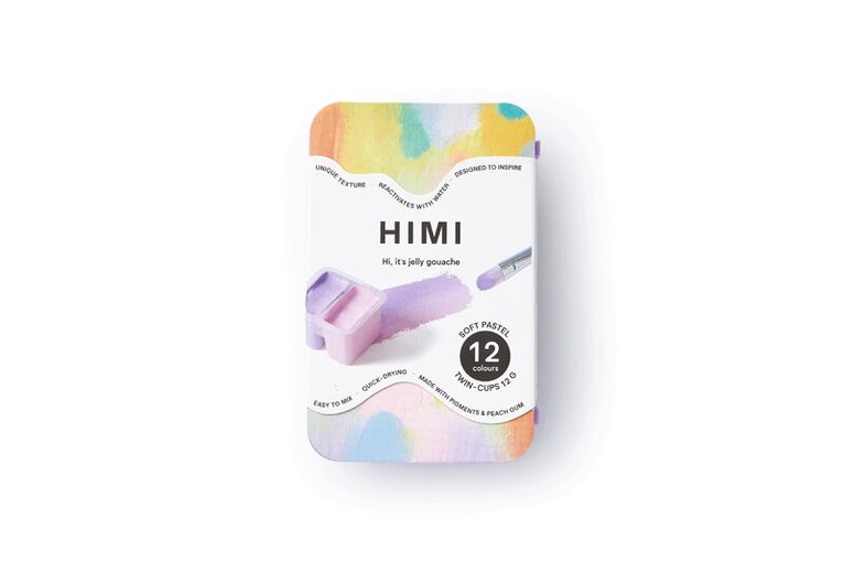 Gouache HIMI Twin Cup Set - 12 Soft Pastel Colours (Purple Case), Övrigt